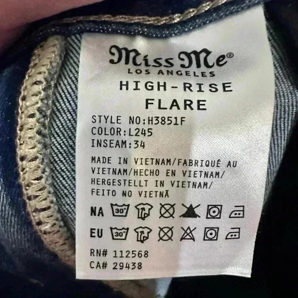 Miss Me High-Rise Flare w Floral Embroidery #H38519H, size 25, 34” inseam, NWT - Picture 11 of 12